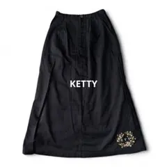 超美品 KETTY ケティ 花柄刺繍 黒 フレア ロングスカートのサムネイル