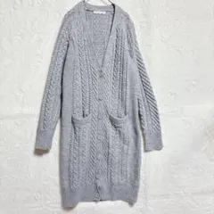 ローリーズファーム　グレー ケーブルニット カーディガン　M