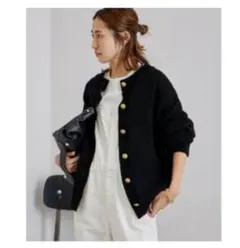 22AW フレームワーク 2WAY 金ボタンカーディガン 黒 メタルボタン