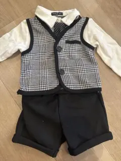 セレモニースーツ 白黒チェック 80サイズ
