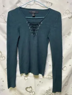 FOREVER21 ダークグリーン 長袖 Tシャツ S