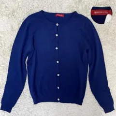 【美品】アプワイザーリッシェ 長袖カーディガン ビジュー クルーネック ブルー