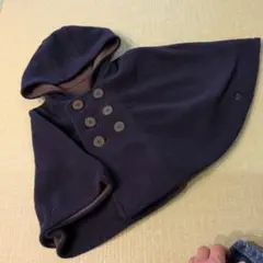 フード付きダークブルーポンチョ 70-90cm