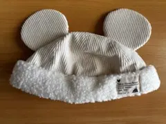 ディズニーリゾート限定　ミッキー　帽子　コーデュロイ　ボア　キャップ　白