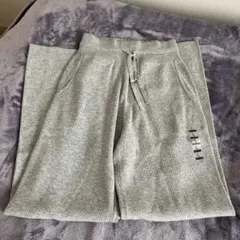 ユニクロ　ウォッシャブルニットリブパンツ　【グレー/L】