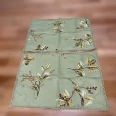 植物柄 緑色 テーブルクロス 2枚セット