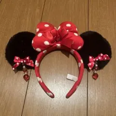 ディズニー　ミニーマウス　なりきりカチューシャ　イヤリング付　赤色