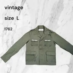Vintage ミリタリージャケット カーキ Lサイズ　大人カジュアル春秋活躍のサムネイル