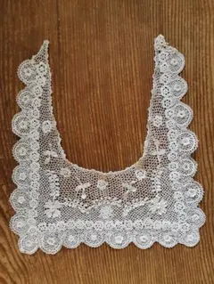 アンティーク アイリッシュクロシェレース 三層アップリケ 小花マーガレット付け襟