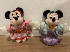 ミッキー・ミニー 着物ぬいぐるみバッジ
