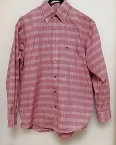 美品　BURBERRY LONDON チェック柄 長袖シャツ レッド Lのサムネイル