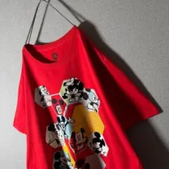人気Lサイズ★ディズニー Disney Tシャツ ビッグロゴプリント 朱色のサムネイル