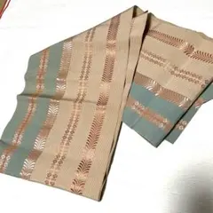 珍色博多織✩.*˚コーラルピンク×ミントグリーンの名古屋帯 織りも珍しい