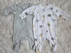 H&M 50-60 cm 動物柄ロンパース2点セット