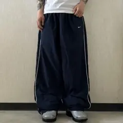 00s NIKE 極太 バギー トラックパンツ ワイドレグ Y2K ネイビー