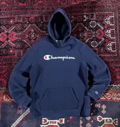 キ*ん様 champion ヘビーウェイト プルオーバー パーカー ネイビー L