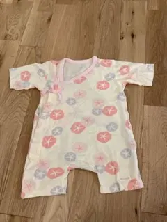 コンビミニ　ベビー　甚平　ロンパース 70cm 女の子　花柄　朝顔