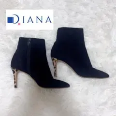 【DIANA】ショートブーツ クロシルキー ベージュヒョウポニー