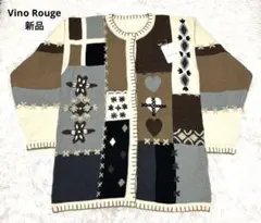 【新品】 Vino Rouge ニットカーディガン　おしゃれ　ハート　刺繍　M