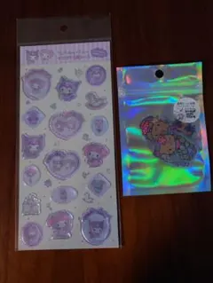 シールセット　すりガラス風サンリオ マイメロディ・クロミ とオーロラ　　キティ