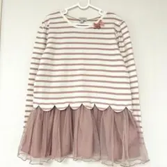 any FAM ボーダー ピンク 長袖 チュニック ワンピース 女の子 140
