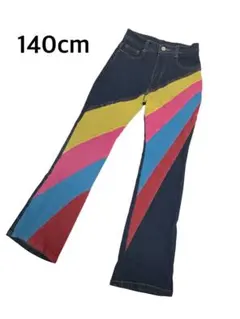 PARTY TICKET カラフルストライプジーンズ 140cm 美品