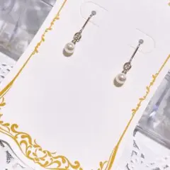 4ミリホワイトパールクリスタルピアス