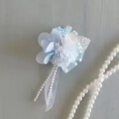 水色小花をたくさん合わせて　子ども　キッズ　コサージュ　ブローチ　入学式　入園式
