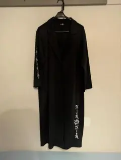 ジャージ素材NiER黒の7分袖ロングコート