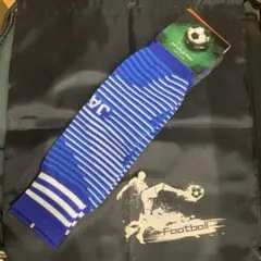 ジュニア サッカーソックス M 青白 ボーダー 巾着袋付 新品のサムネイル