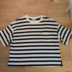 ストライプ 半袖Tシャツ Mサイズ ポケット付き