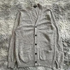 美品✨【UNIQLO】 グレー カーディガン L 大きいサイズ ウール100%❗