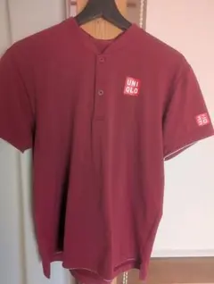 フェデラー着用モデル UNIQLO ユニクロ ヘンリーネックシャツ ピンク M 