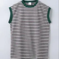 6 (ROKU) - ROKU コットン　マルチ　ボーダー　ノースリーブ　Tシャツ　ロク 6(ROKU) コットンマルチボーダー ノースリーブTシャツ - メルカリ