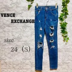 【k56】【VENCE EXCHANGE】 ダメージデニム 【S】 細見え