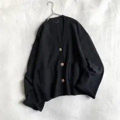 【ほぼ未使用✨】L'Appartement 金ボタンカーディガン　近年モデル　黒