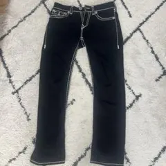 TRUE RELIGION ブラック デニム パンツ ホワイトステッチ 31 - メルカリ
