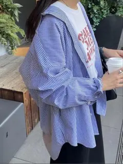 DISCOAT ストライプ長袖シャツ 春ファッション