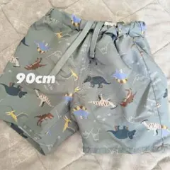 キッズ 半ズボン 恐竜柄 ベビー 水着 90cm スイムウェア水色 撥水 パンツ
