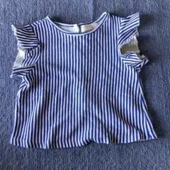 116サイズ フリル付きストライプトップス