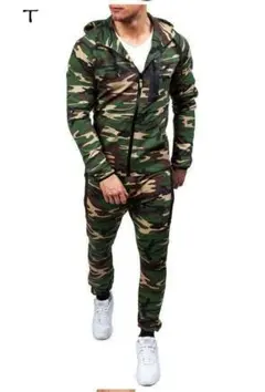 スウェットセットアップメンズ ジャージ 迷彩柄 上下セットアップ スウェット