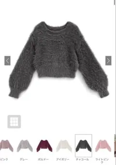 ショート丈フェザーニットトップス[kz614]