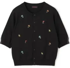 【新品未使用】CABaN ブーケ エンブロイダリーハーフスリーブカーディガン 黒のサムネイル