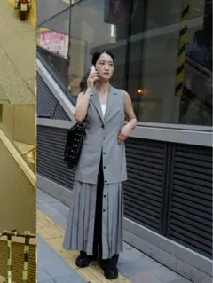 AMERI PLEATED SKIRT DOCKING SUIT DRESSのサムネイル