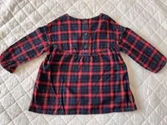 無印良品　赤チェック　チュニック　ワンピース　90