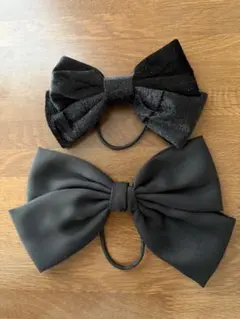 リボン　ゴム　2個セット　黒　ベルベット