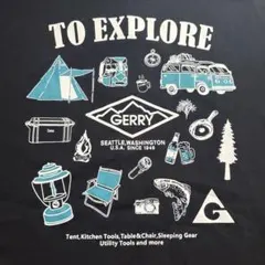 GERRY バックプリント/ワンポイント 刺しゅう 半袖Tシャツ 黒　L