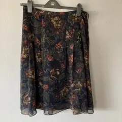 LAURA ASHLEY フレアスカート サイズ11 ネイビー花柄