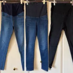 マタニティデニム スキニーパンツ 3点セット