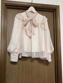 リボン付きブラウス シフォンブラウス ボウタイブラウス ピンク ナイスクラップ